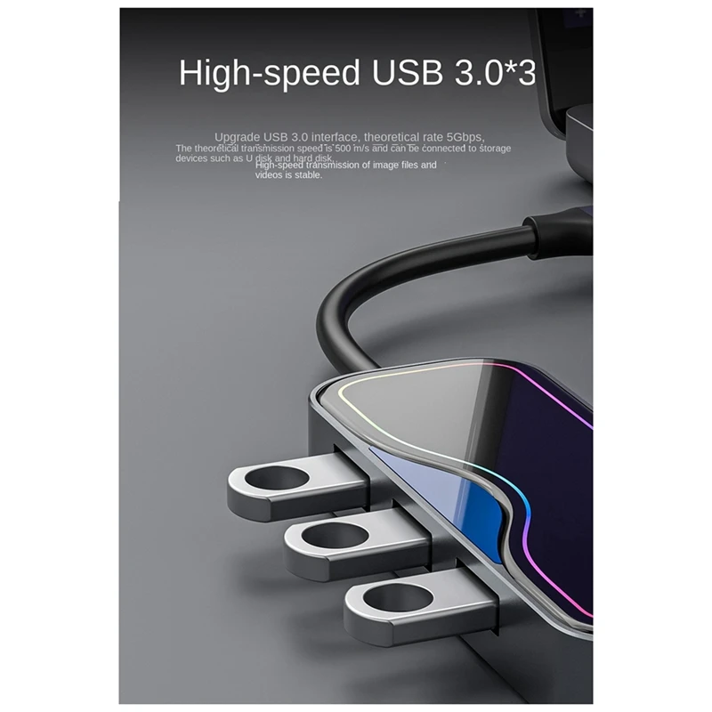 7-In-1 Type-C Docking Station Gigabit Network Port Docking Station HUB Hub Extender USB3.0 Splitter Computer Spare Parts