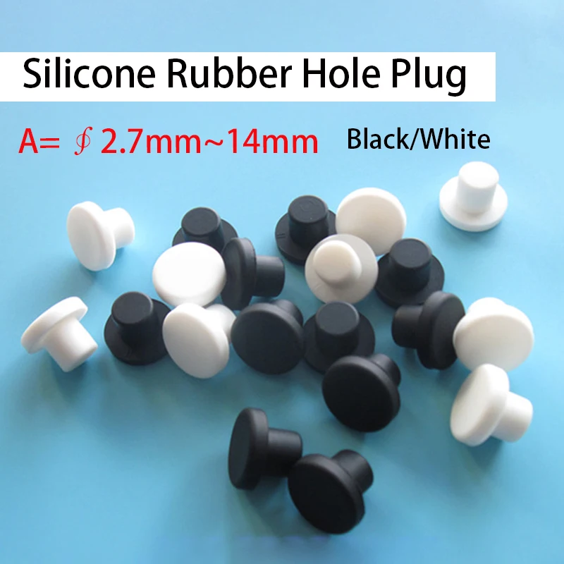 1-100pcs A=∮2.7~14mm Black/White T-type Solid Silicone Rubber Plug Food Grade Rubber Stopper Sealing Plug Dustproof Rubber Cap