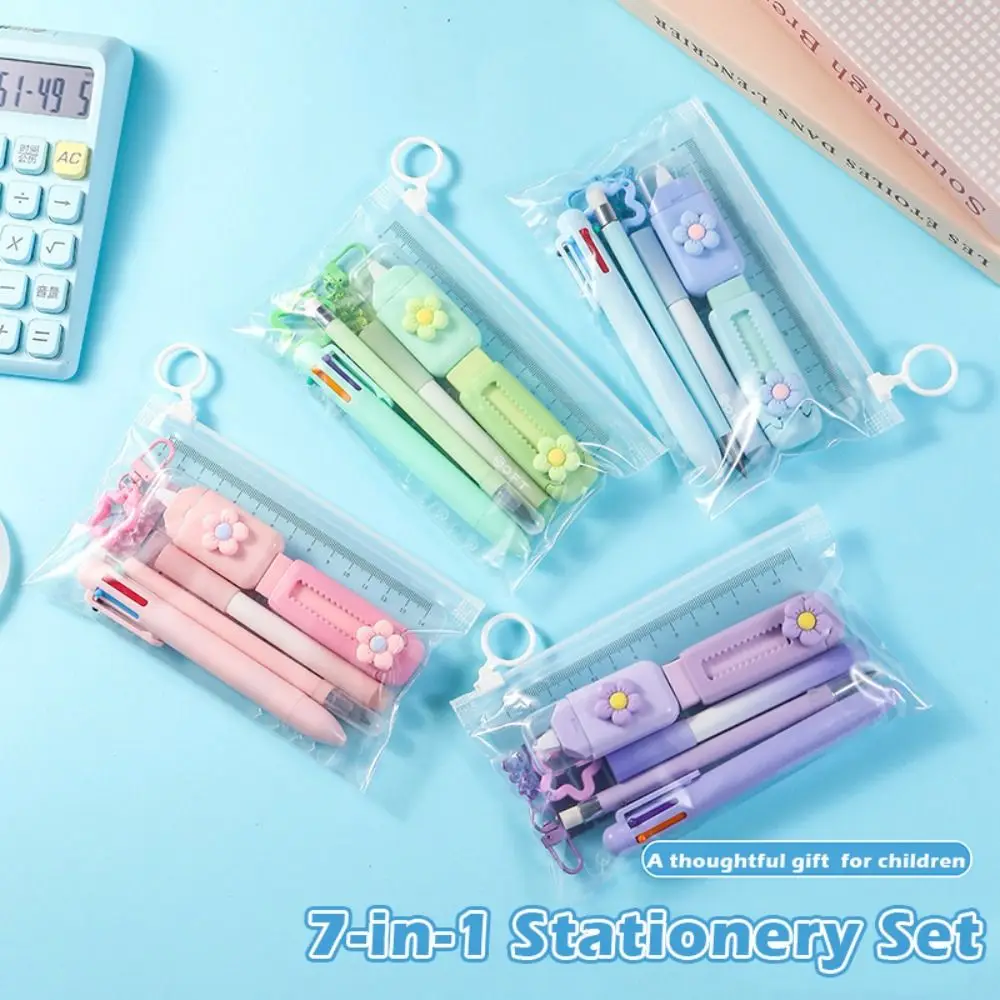 

Multi-functional 7-in-1 Stationery Set Portable Kit Gel Pen Ballpoint Pen Students Gift