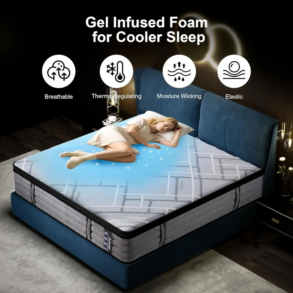 مرتبة هجينة من الإسفنج الجل الأوروبي المتوسط الثابت - حجم كامل 14 بوصة لتخفيف الضغط، دعم الحافة المقواة، ملفوف بسهولة #4