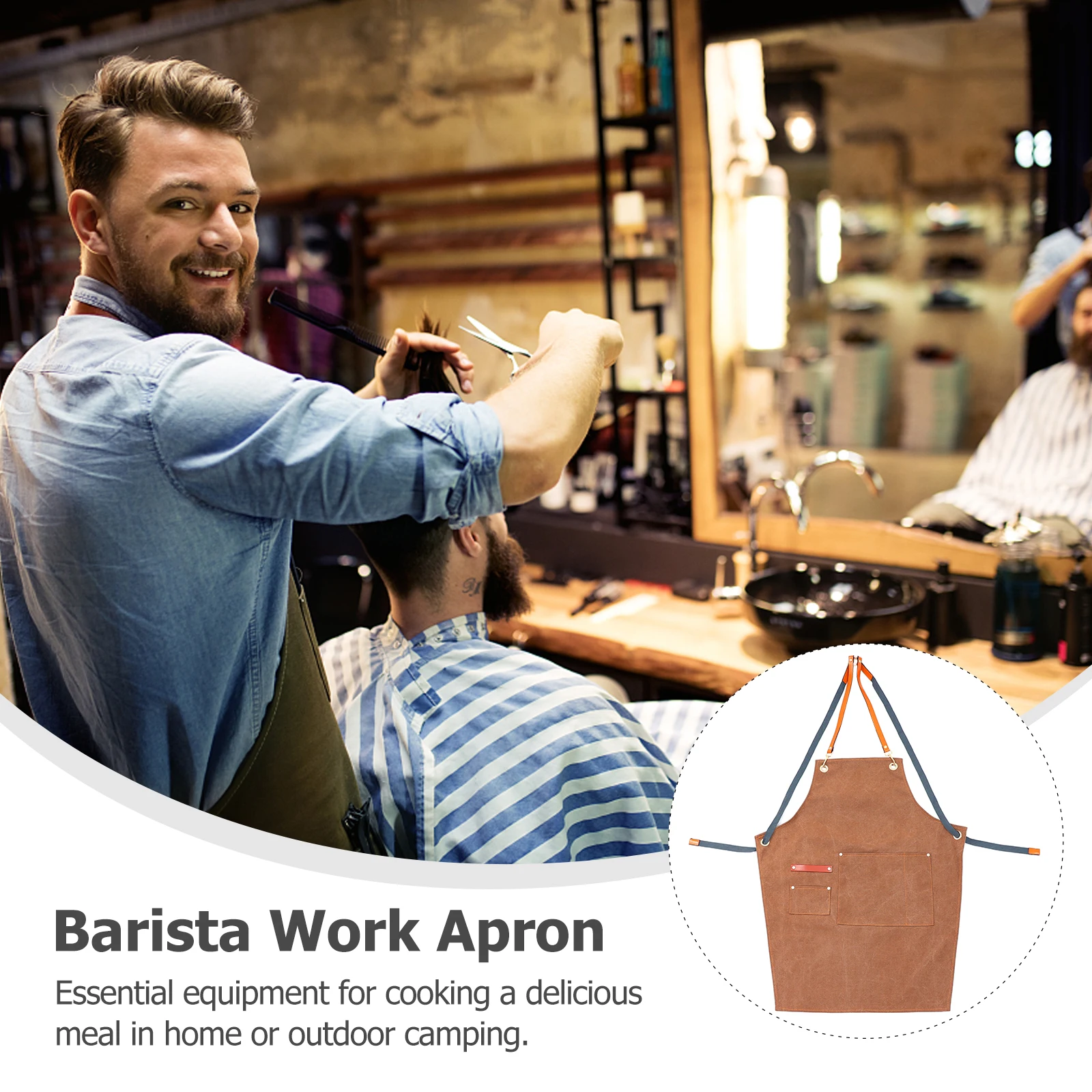 

1pc Fashionable Barber Smock Hair Stylist Apron Salon Denim Vest Work Clothes For Cooking Camping Painting Pet Grooming Bbq