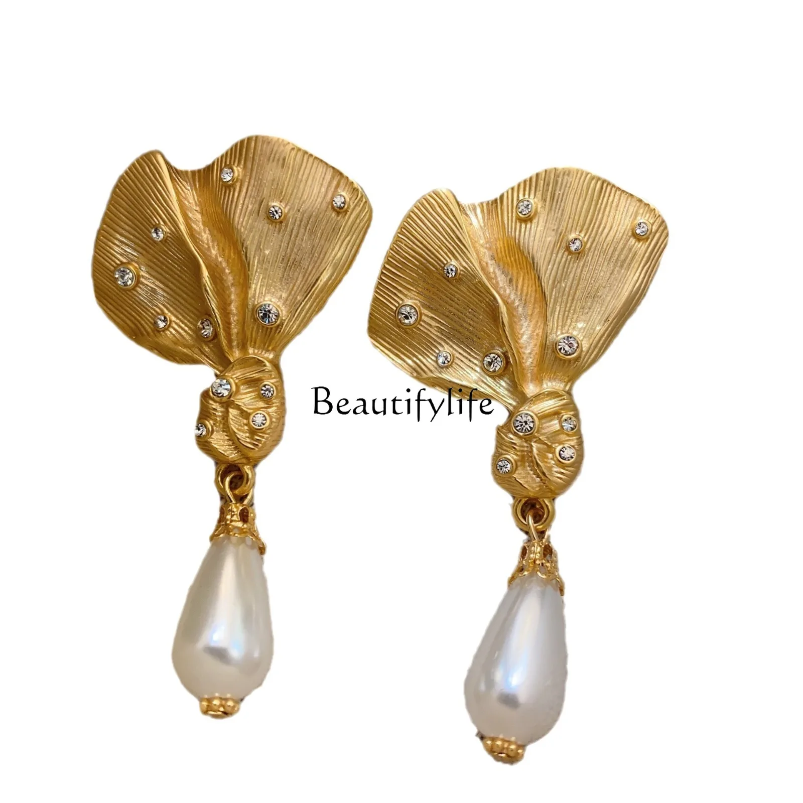 

Medieval water drop pearl earrings, unique high-end earrings