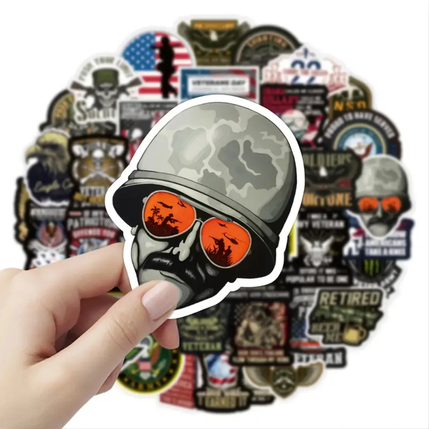 50pcs Veteran Stickers, Commemorative Veteran Ethylene Waterproof Decorations Laptop Mobile Phone Case Helmet Decorative Sticker