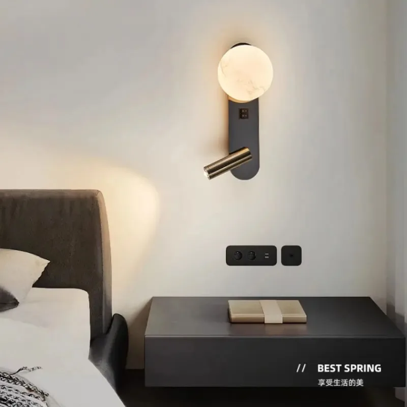 Wall lamp Nordic modern black and white simple living room sofa background wall decoration lamp light luxury bedroom bedside