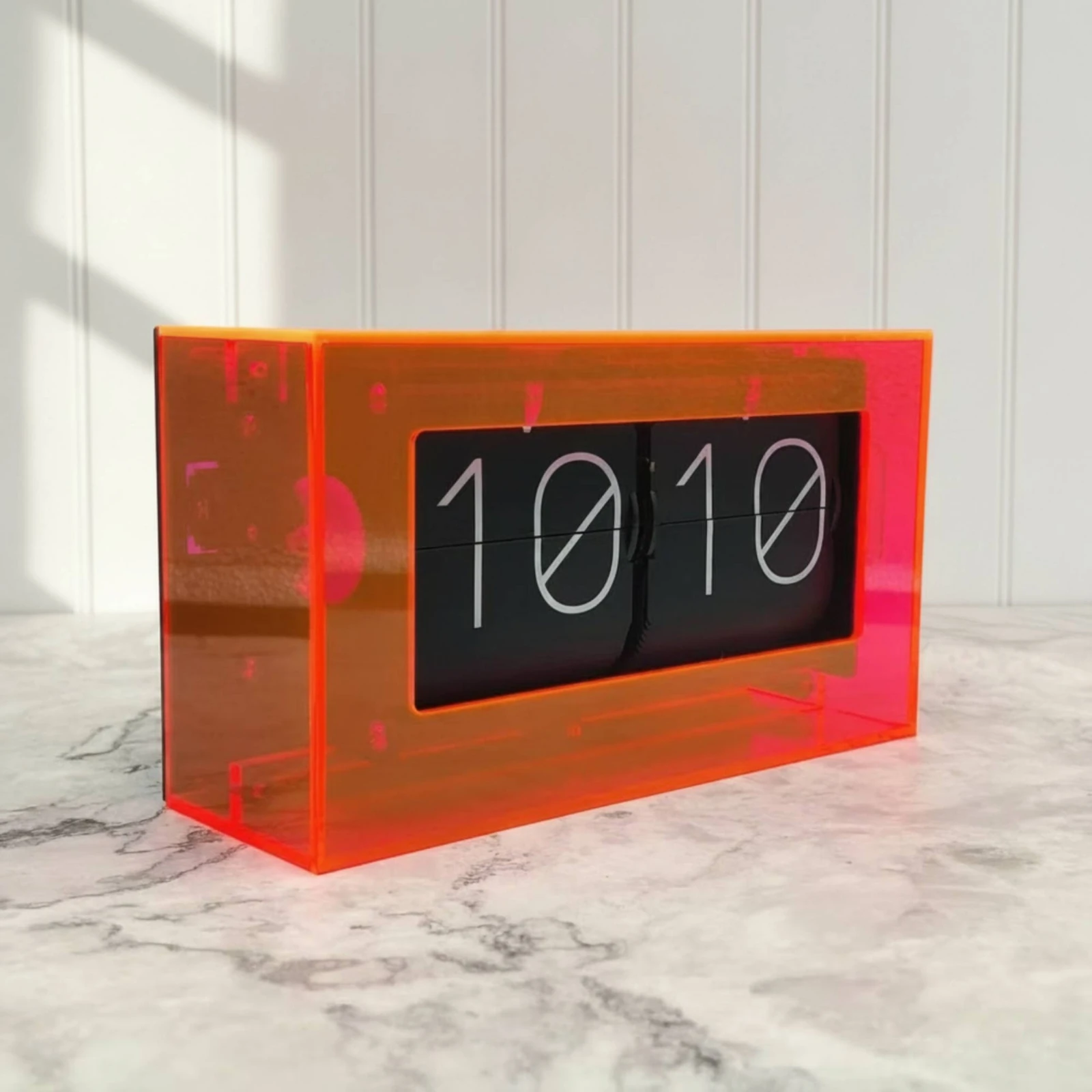 Flip Clock with Acrylic Housing Transparent Flip Clock Rectangular Analog for Minimalists, Office, Shelf