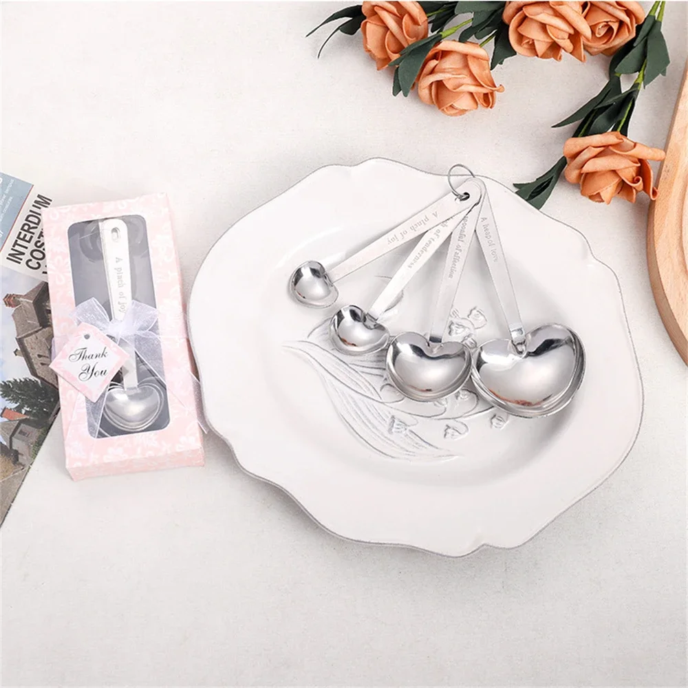 20pcs/ Set Heart Shaped Measuring Spoon Set for Bridal Shower Favors Wedding Favors Baby Shower Birthday Party Gift