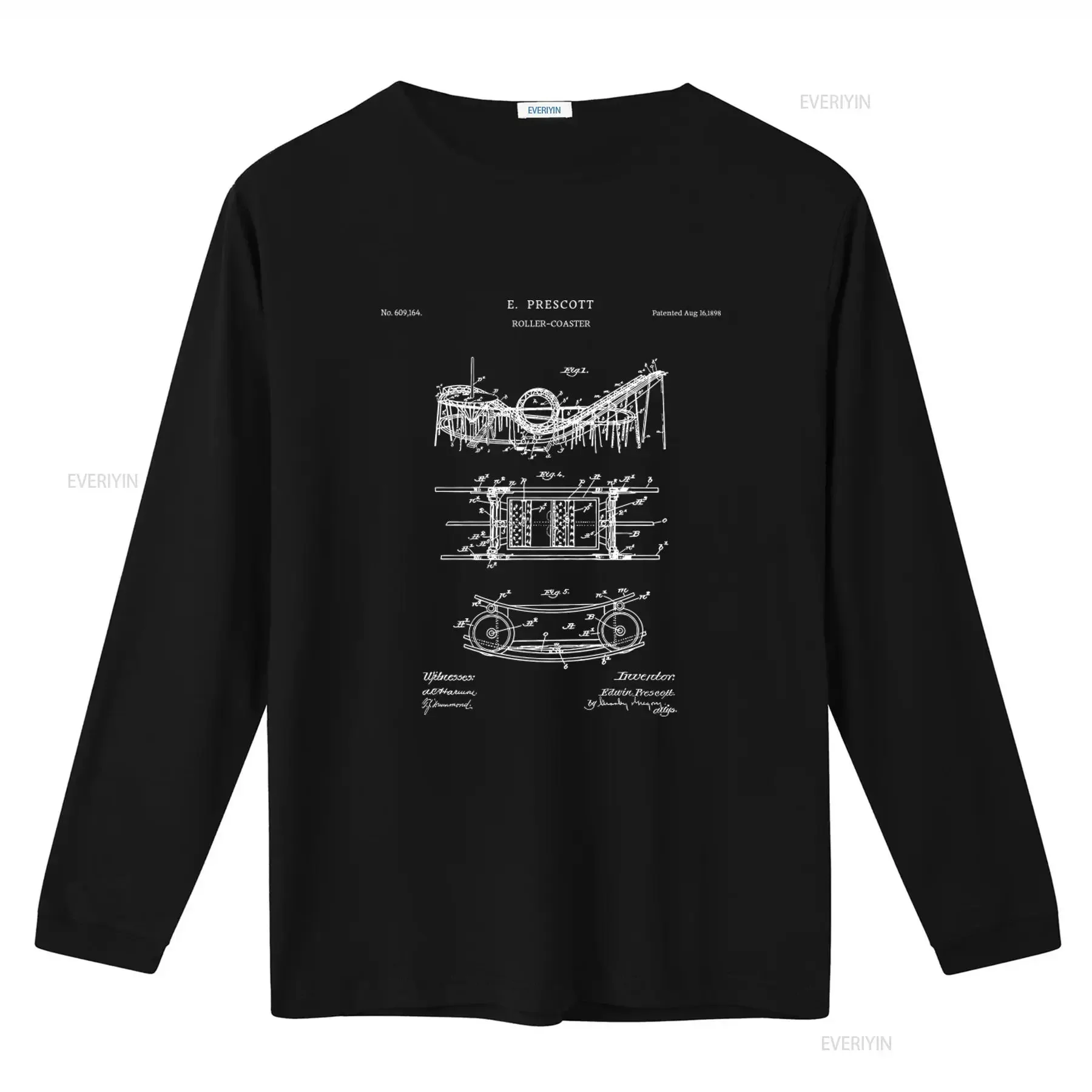 Roller Coaster T Shirt Amusement Park Theme Patent Drawing Design Vintage Style  vintage Washed fashion Unisex streetwear