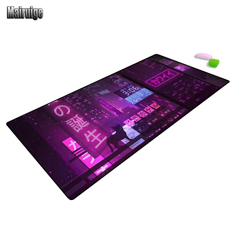 Pink Neon Night View Mouse Pads Desktop Widgets Mouse Pad XXL Deskmat Kawaii Desk Accessories Computer Mat Set De Table Setup