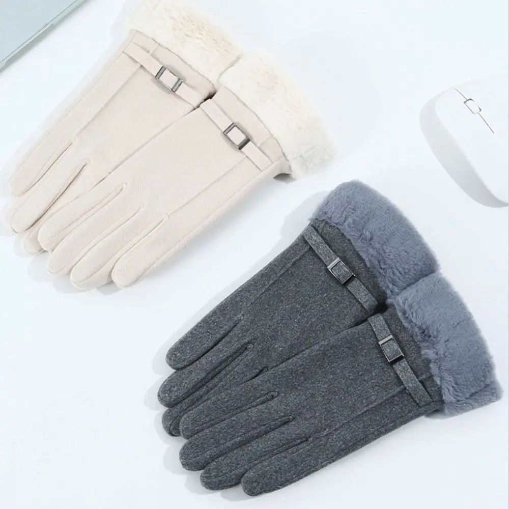 Fashion Warm Winter Women Gloves Touch-screen Cold-proof Full Finger Mittens Thicken Soft Driving Gloves Gift