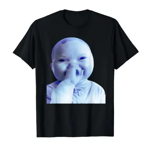 Funny AI Baby Holding Laugh Meme Viral Trend T-shirt for Women T Shirts Short Sleeve Tops Streetwear Women's Tees Casual Clothes