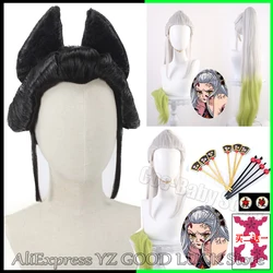 Anime Kimetsu No Yaiba DuoJi Daki Black Wigs Rank Six Silver To Lime Green Hair Props Demon Slayer Daki Cosplay Wigs Hairpins