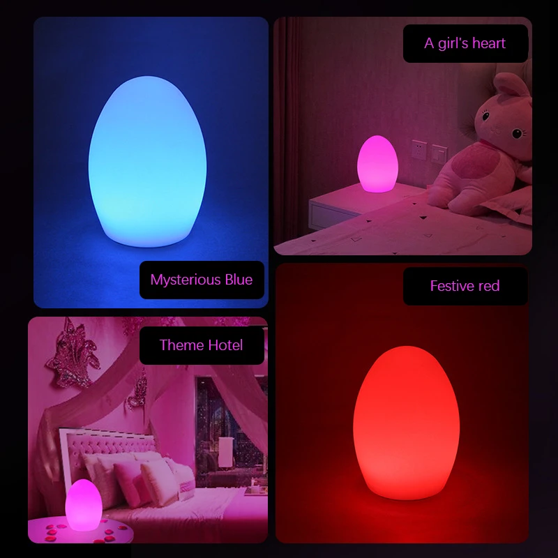 8M Egg Atmosphere Table Lamp USB Charging Remote Control 16 Colors