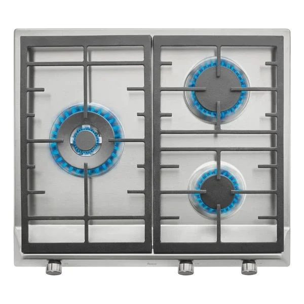 PLACA A GAS BUTANO SUPERFICIE ACERO INOXIDABLE CEPILLADO 58CM 3 ZONAS FUEGO 4CM TEKA EX/60.1 3G AI AL DR CI | BUT, INOX, 8550W