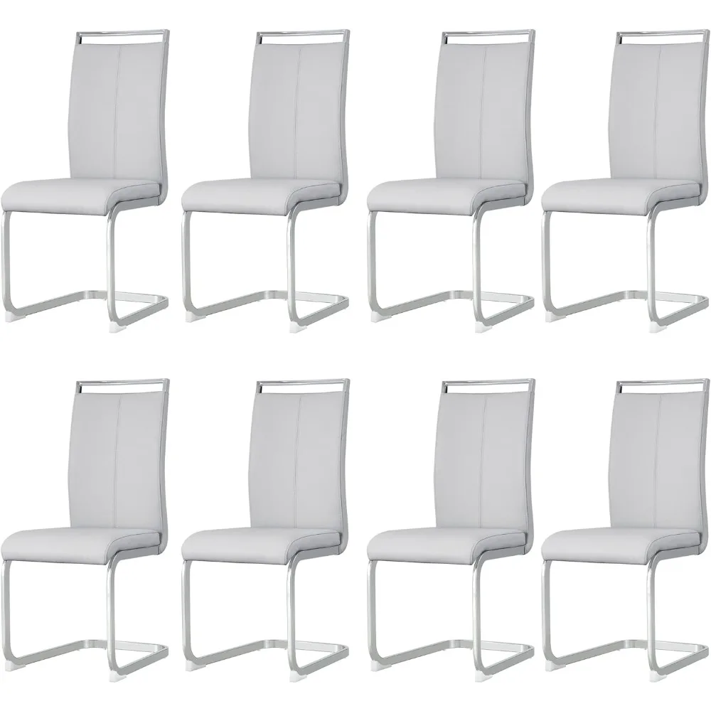 Modern Leather Dining Chairs Set of 8,Armless Kitchen Chairs,Dining Room Chairs with Upholstered Padded Seat