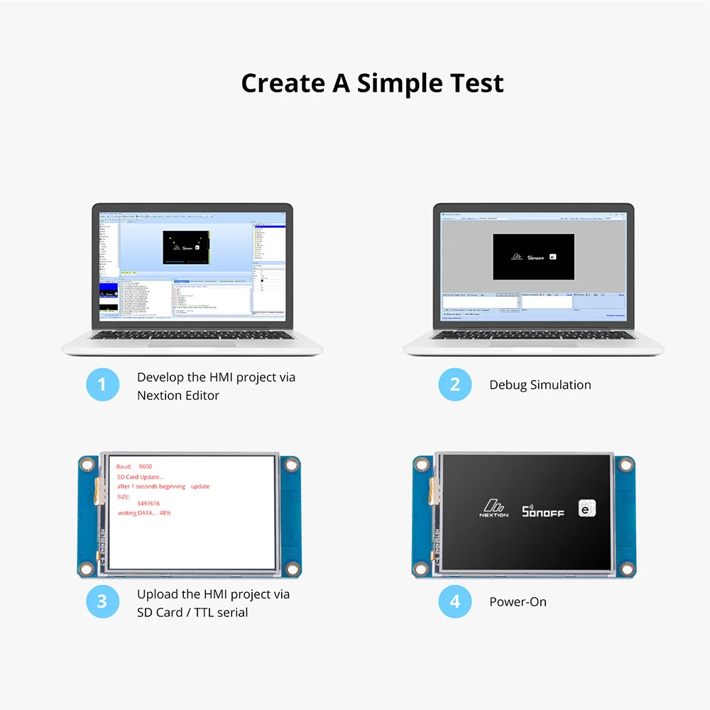 Nextion – Module d'affichage tactile LCD résistif Intelligent HMI, 2.4 pouces, polychrome, facile à utiliser pour les programmeurs de base