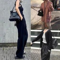 Masgiolas, bolso de moda con asa superior, bolso de hombro tipo bandolera de cuero de vaca auténtico Vintage para mujer, bolso versátil de nicho, nuevos bolsos de concha