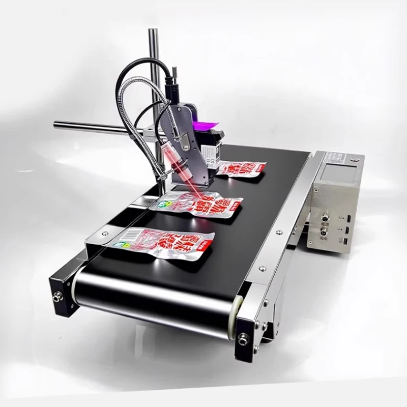Small Countertop Fully Automatic Inline Coding Machine for Production Date, Chinese Characters, Numbers, Symbols, QR Codes Bottl