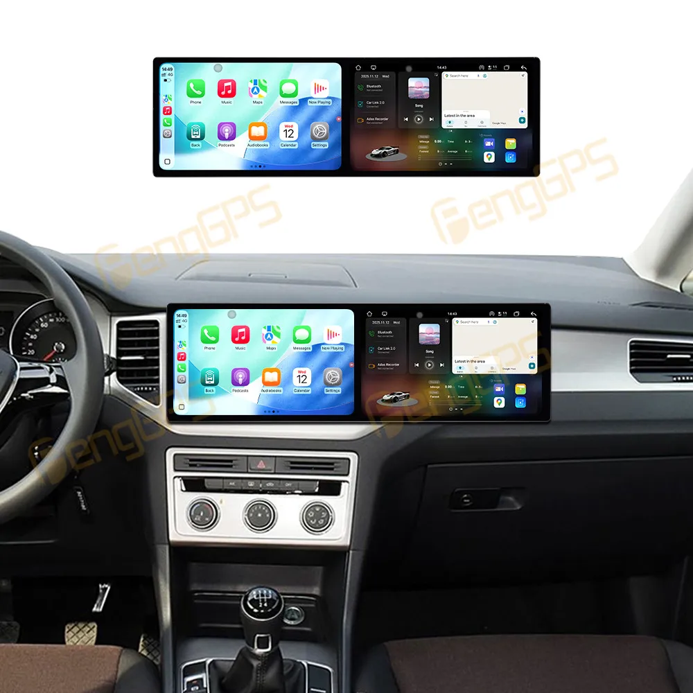 Dual Screen 10.1 Inch Android 15 CarPlay Car Radio For Volkswagen Golf Sportsvan 2016-2020 Touch Screen Multimedia Player GPS