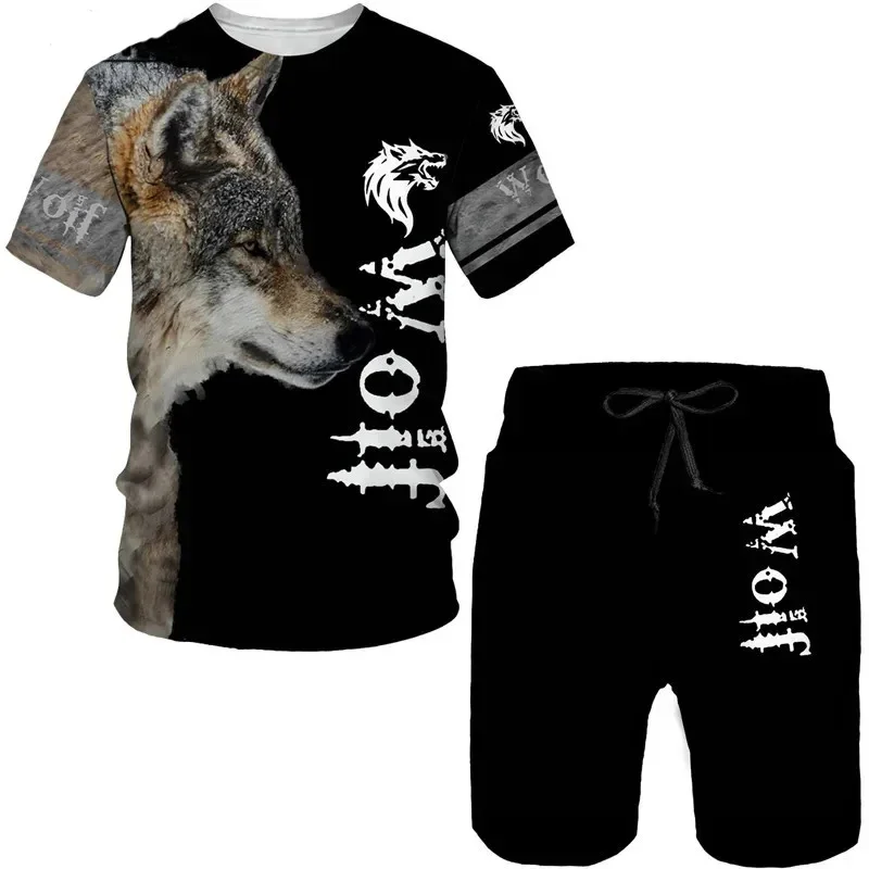 

Animals Wolf 3D Printed Cool T-shirt Shorts Suit Men's Summer Short Sleeve O-neck Tops Male/Female Casual Sportwear Tracksui