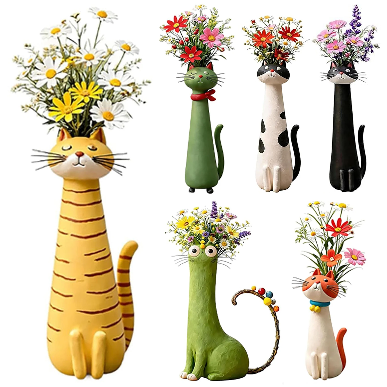 Cute Cat Shaped Flower Vase Modern Decorative Cat Vase Creative Ornament Aesthetic Table Decor for Flowers/Accessories