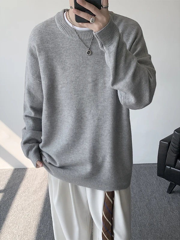 

Men's Thiened round Ne Knitwear Warm Loose Fit Color Simple Sle Casual Long Sve Polyester Fiber Autumn Winter