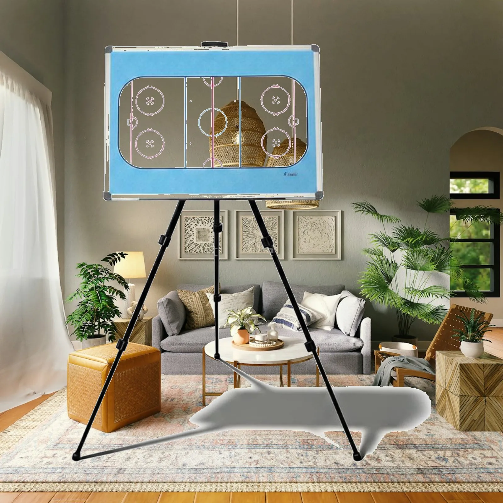 Writable Hockey Coaching Board with Stable Tripod Magnetic Surface Sport Board for Ice Hockey Game Meeting
