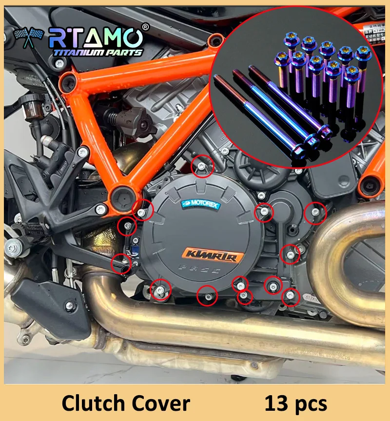 RTAMO Titanium Alloy Bolt Full Set for KTM 1290 Super Duke R Motorcycle Modified Screw Cluntch Cover Bolt