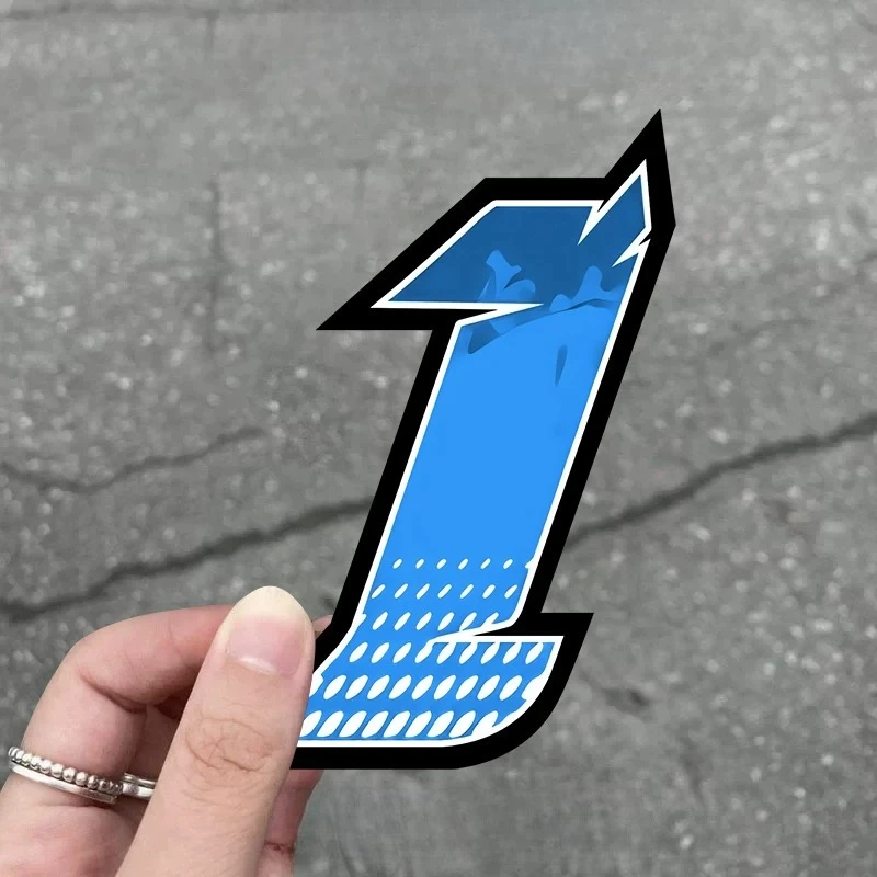2pcs 2D Flat Blue Racing Number 0‑9 Vinyl Sticker, Waterproof Hollow Decal for Car Motorcycle Helmet, Holiday Gift