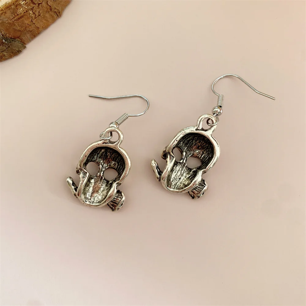 هالوين الهيب هوب نازف النفط روز زهرة الجمجمة قلادة المرأة أقراط موضة فاخرة المعادن الأذن هوك مجوهرات اكسسوارات هدية #4