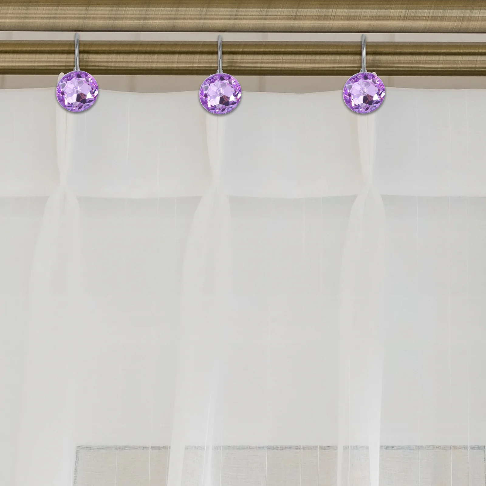 

12Pcs Shower Curtain Rings Acrylic Metal Thick Sturdy Hanging Hooks for Bathroom Heavy Lightweight Curtain Rod Decorative Hooks