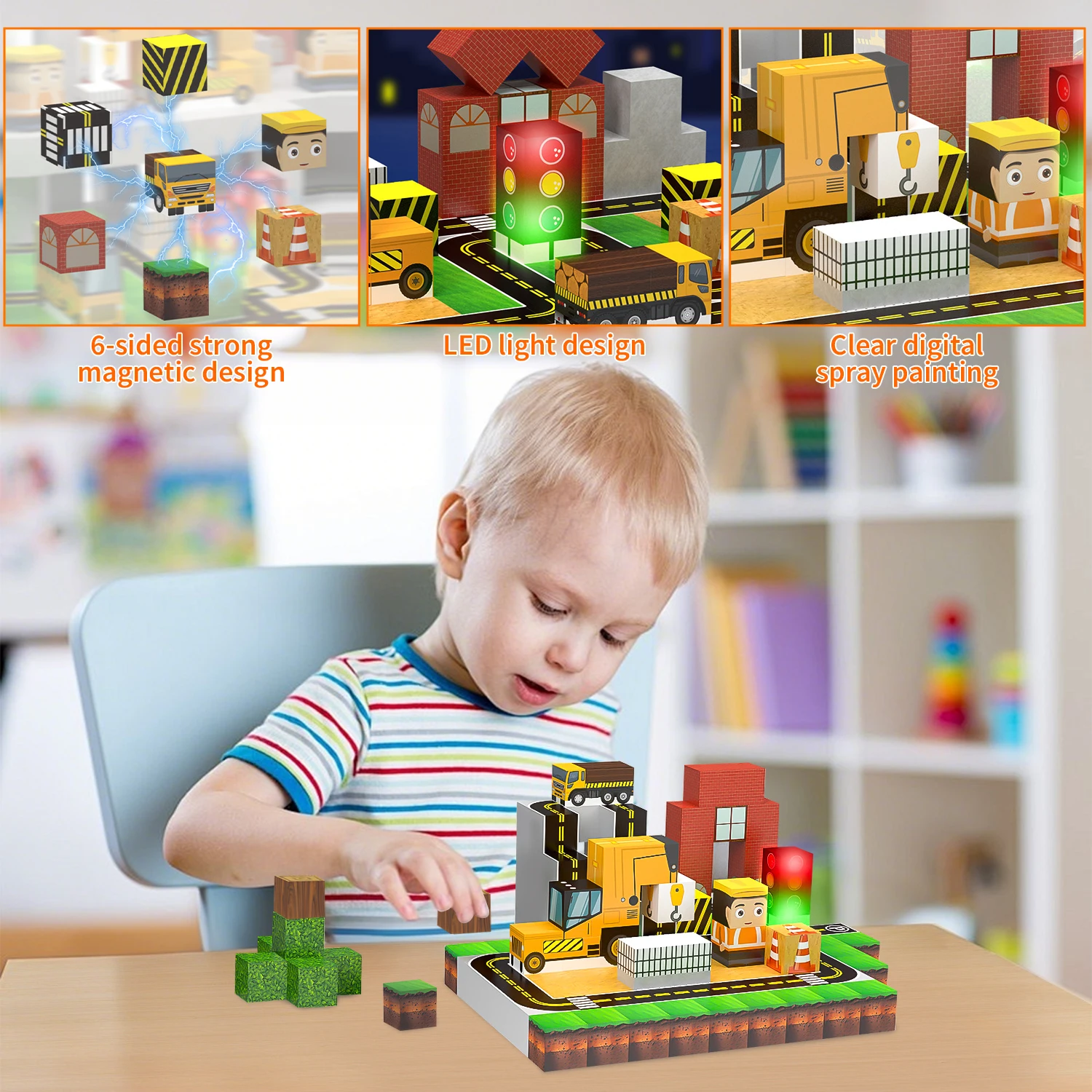 Blocs de construction magnétiques créatifs Mine World, ensemble de cubes magnétiques, modèle de bricolage pour enfants, tige de tige, jouets sensoriels Montessori pour garçons et filles