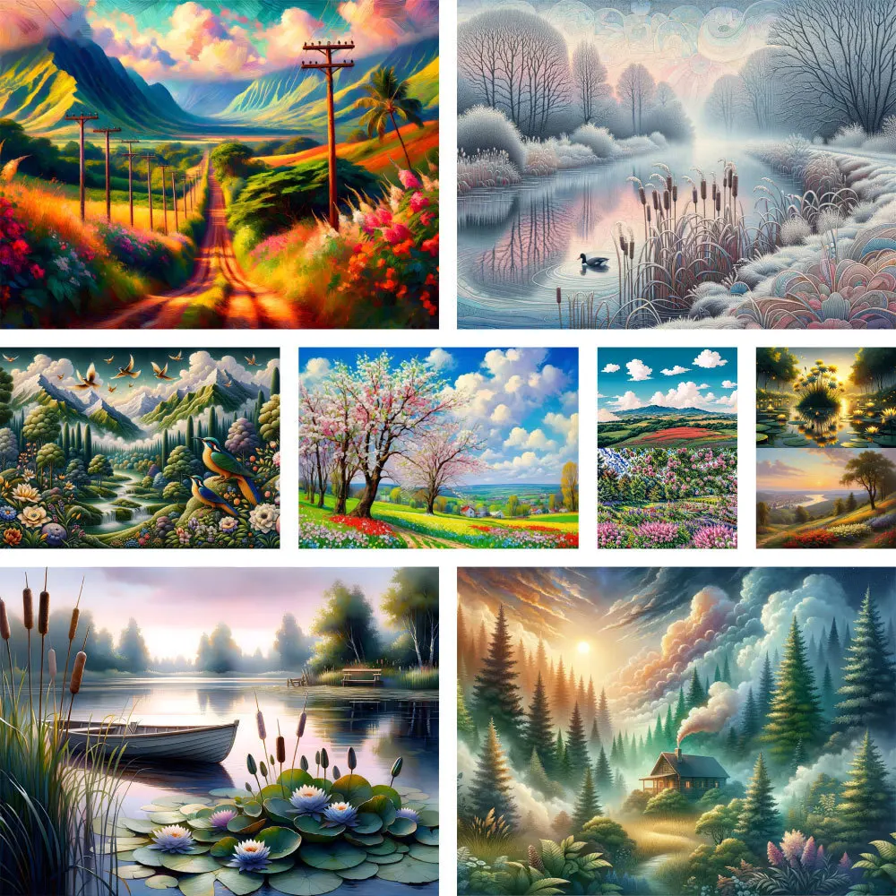 

Landscape Fantasy Nature Cross Stitch DIY Embroidery Patterns Sewing Handmade Handicraft Needlework For Adults Jewelry Different