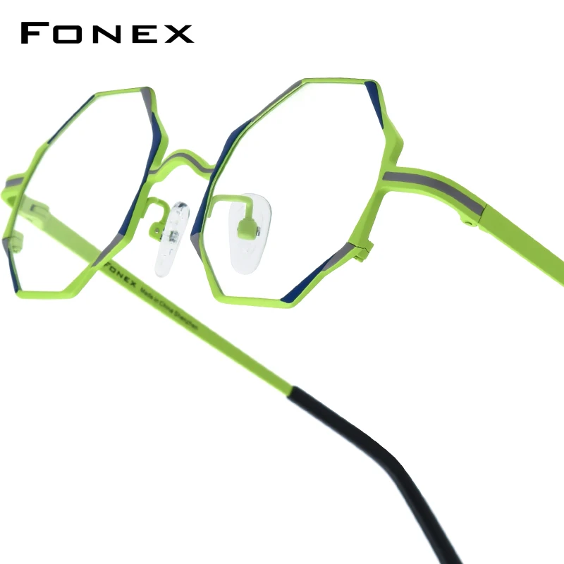 FONEX Pure Titanium Glasses Women New in Brand Design Retro Polygon Round Eyeglasses Ultralight Vintage Japanese Eyewear 85849