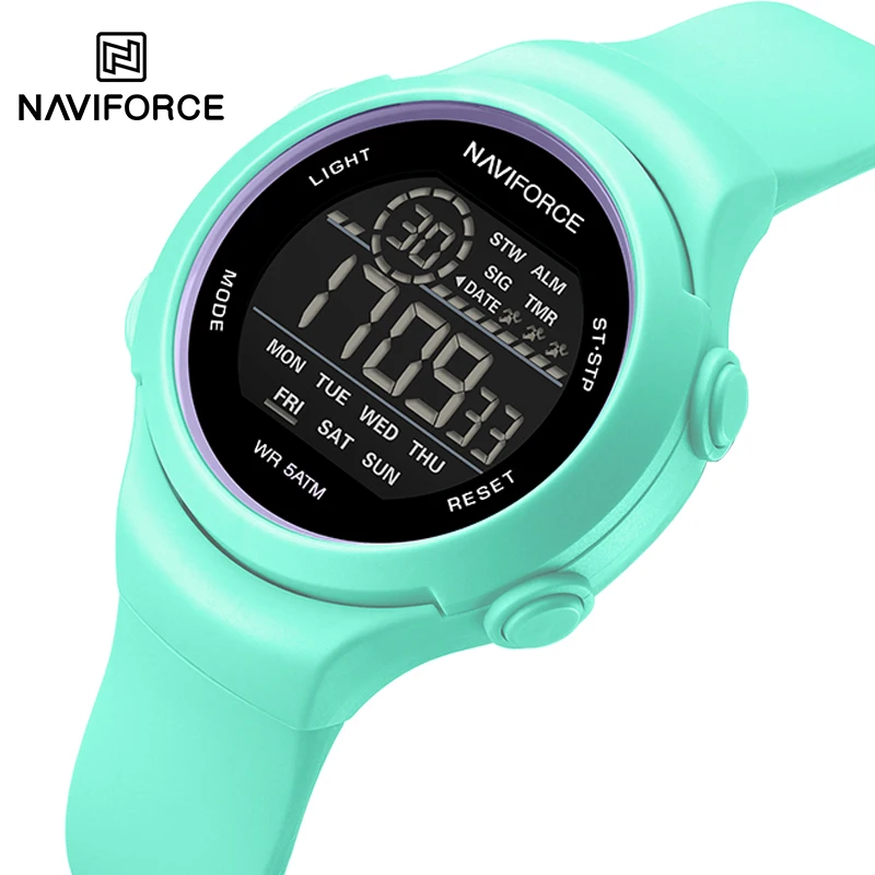 

NAVIFORCE High Quality Women's Watch 5ATM Waterproof Silicone Strap New Style Electronic Luminous Wristwatches Relogio Feminino