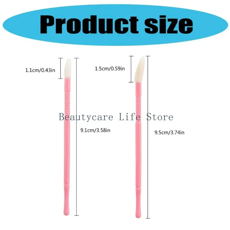 652C 100PCS Disposable Lip Brushes with Anti Slip Grips for Precise Lip Gloss Application Flocking Tip Makeup Tool