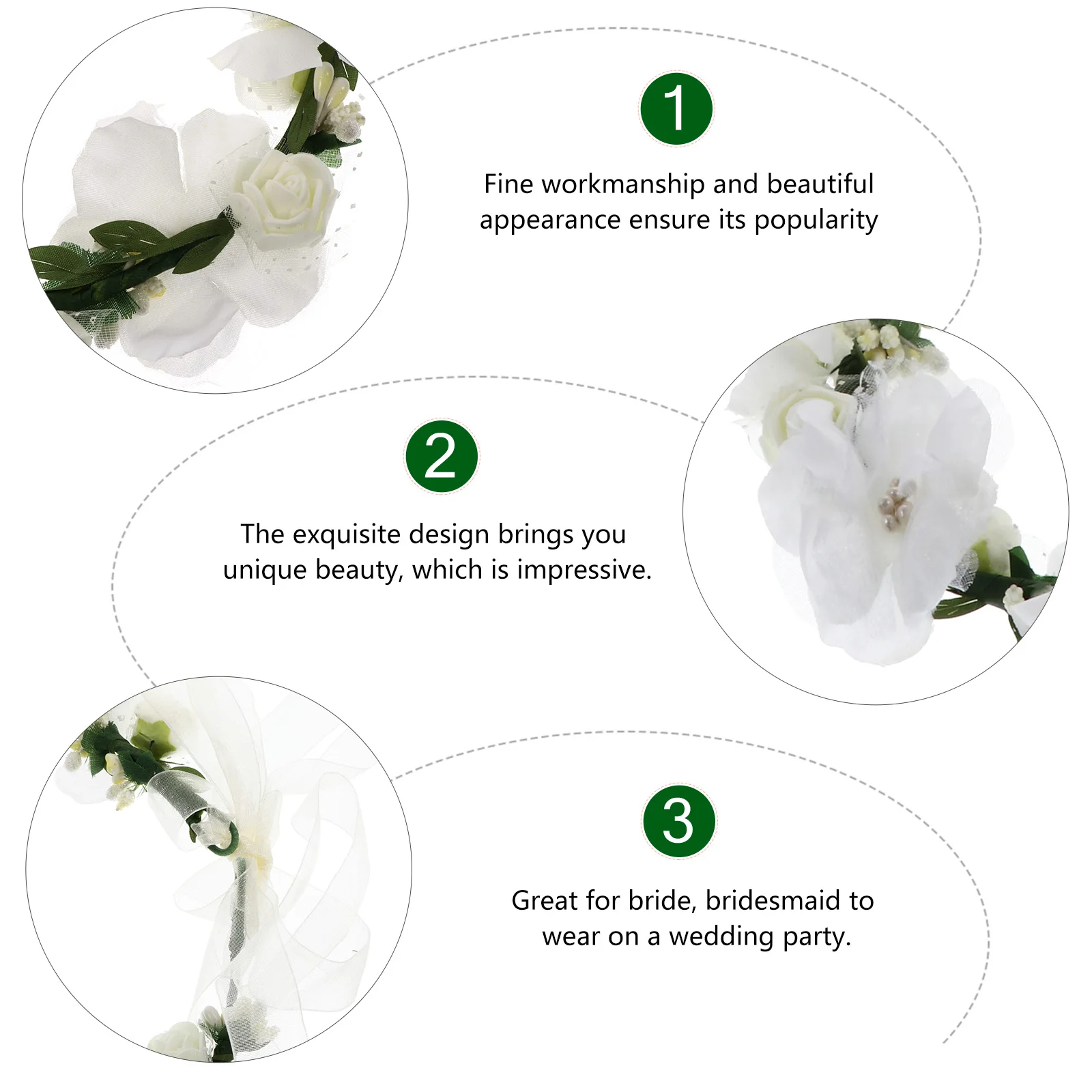 

Wedding Bride Garland Headband Simulation Hair Wreath Beach Holiday Lifelike Floral Wreath Hairband For Party Photography