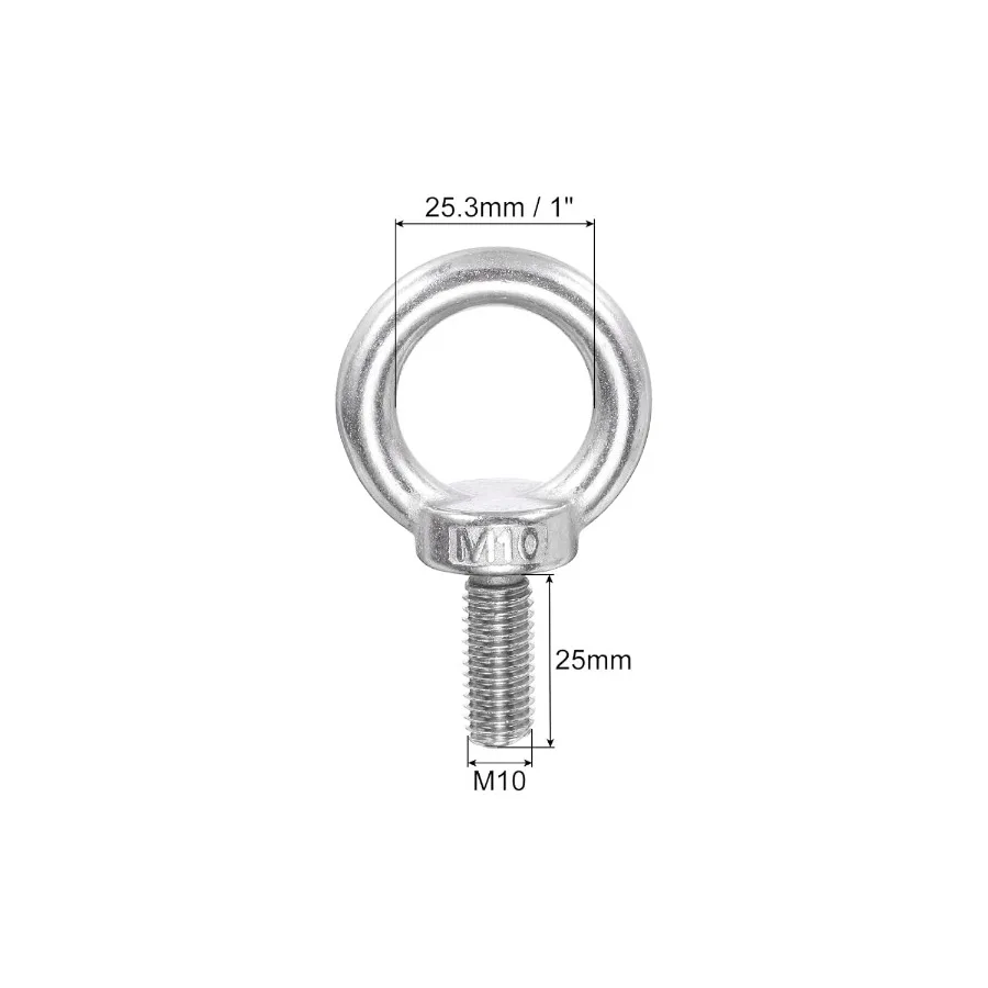Bullone a occhiello per spalla di sollevamento M10 x 25 mm 2 pezzi Anello di sollevamento in acciaio inossidabile 304 Bullone filettato con dadi Washe per appendere amaca