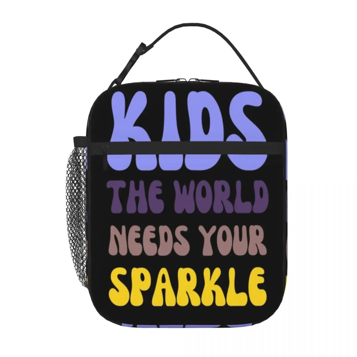Hot Sale Kids The World Needs Your Sparkle World Children Inspiration Minimalist Outdoor Lunch Bag Airport Travel Lunch Tote
