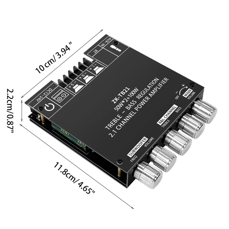 2.1-Channel ที่รองรับบลูทูธ5.0ดิจิตอลเครื่องขยายเสียงโมดูลและ Low Tone ซับวูฟเฟอร์50Wx2 + 100W ZK-TB21