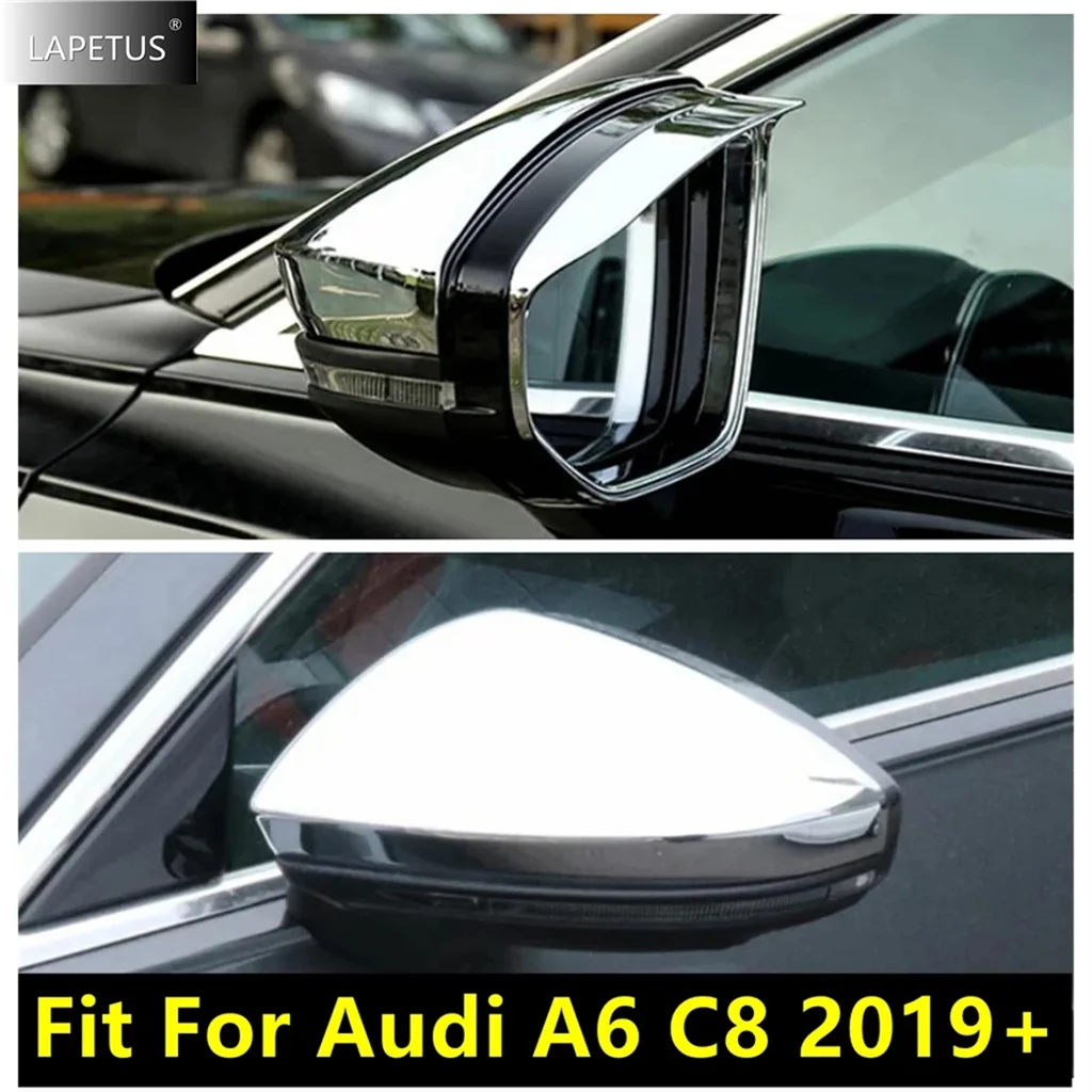 

ABS Rearview Mirror Eyebrow Rain Protection Cap Decor Cover Trim For Audi A6 C8 2019 - 2023 Chrome / Carbon Fiber Accessories