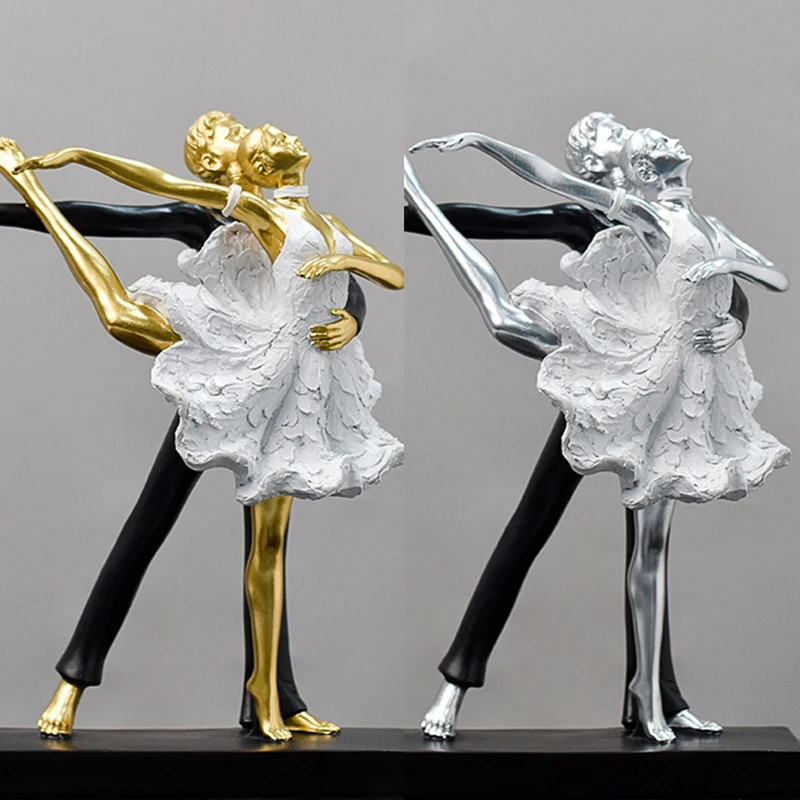 Ornements de danse dorés, sculptures exquises pour couple, décoration de bibliothèque, chambre à coucher