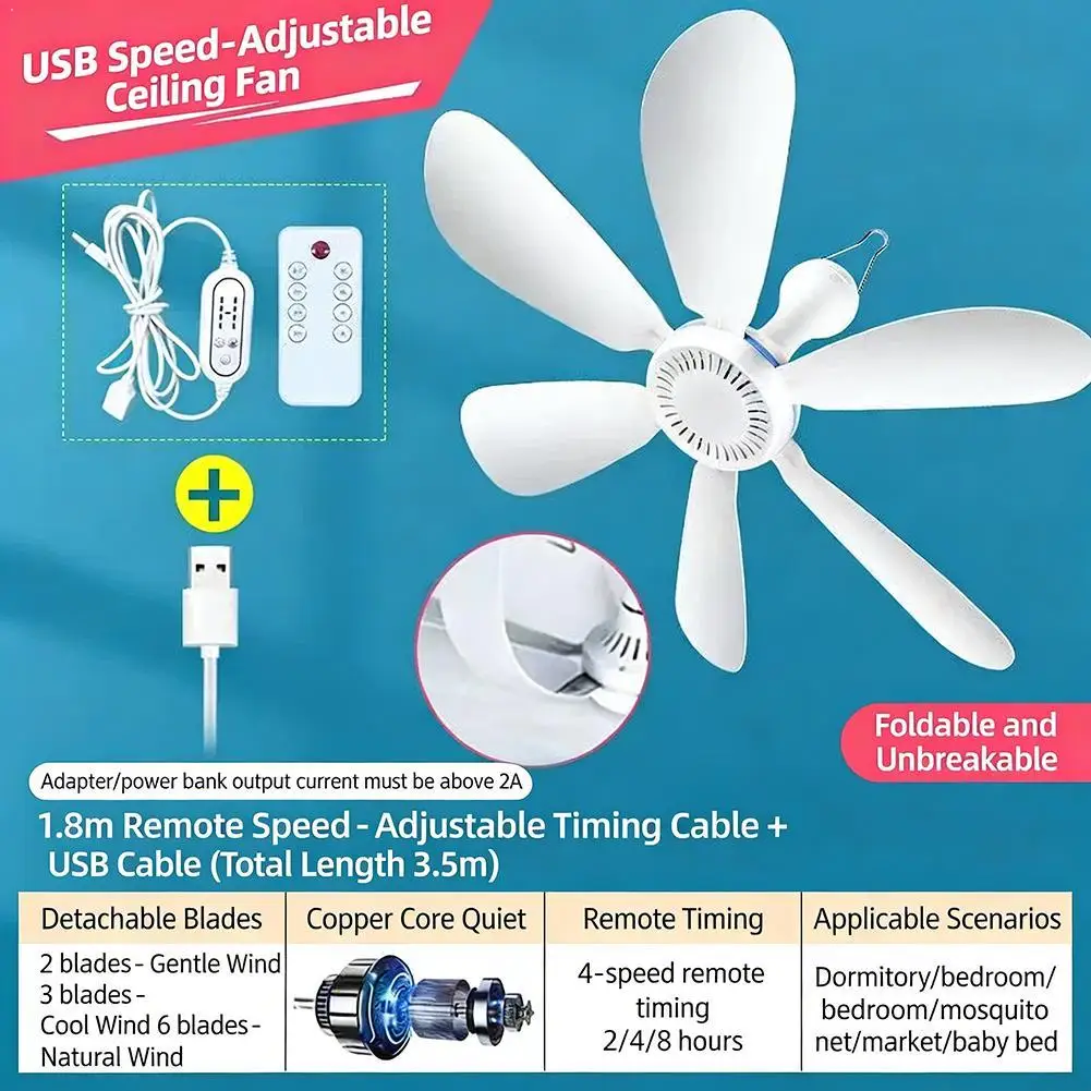 

Мини-вентилятор для потолка с пультом дистанционного управления, питанием от USB, таймером, подвесной, для кемпинга, кровати, общежития, палатки