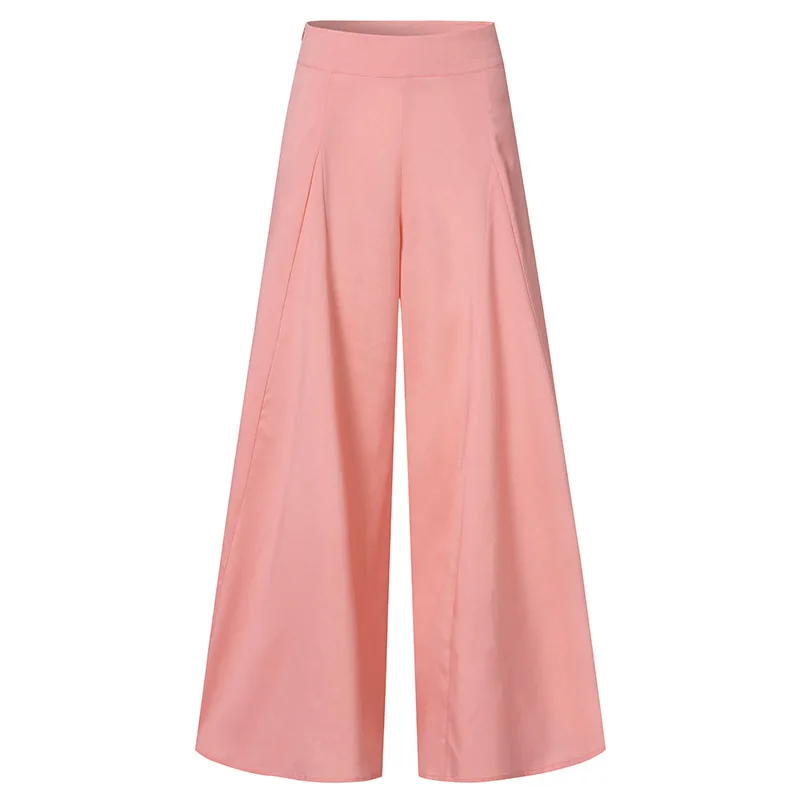 Women's Thin Trousers Zipper Wide Legs Solid Color High Waist Elegant Spring Office Commuting Simple Versatile Casual Pants