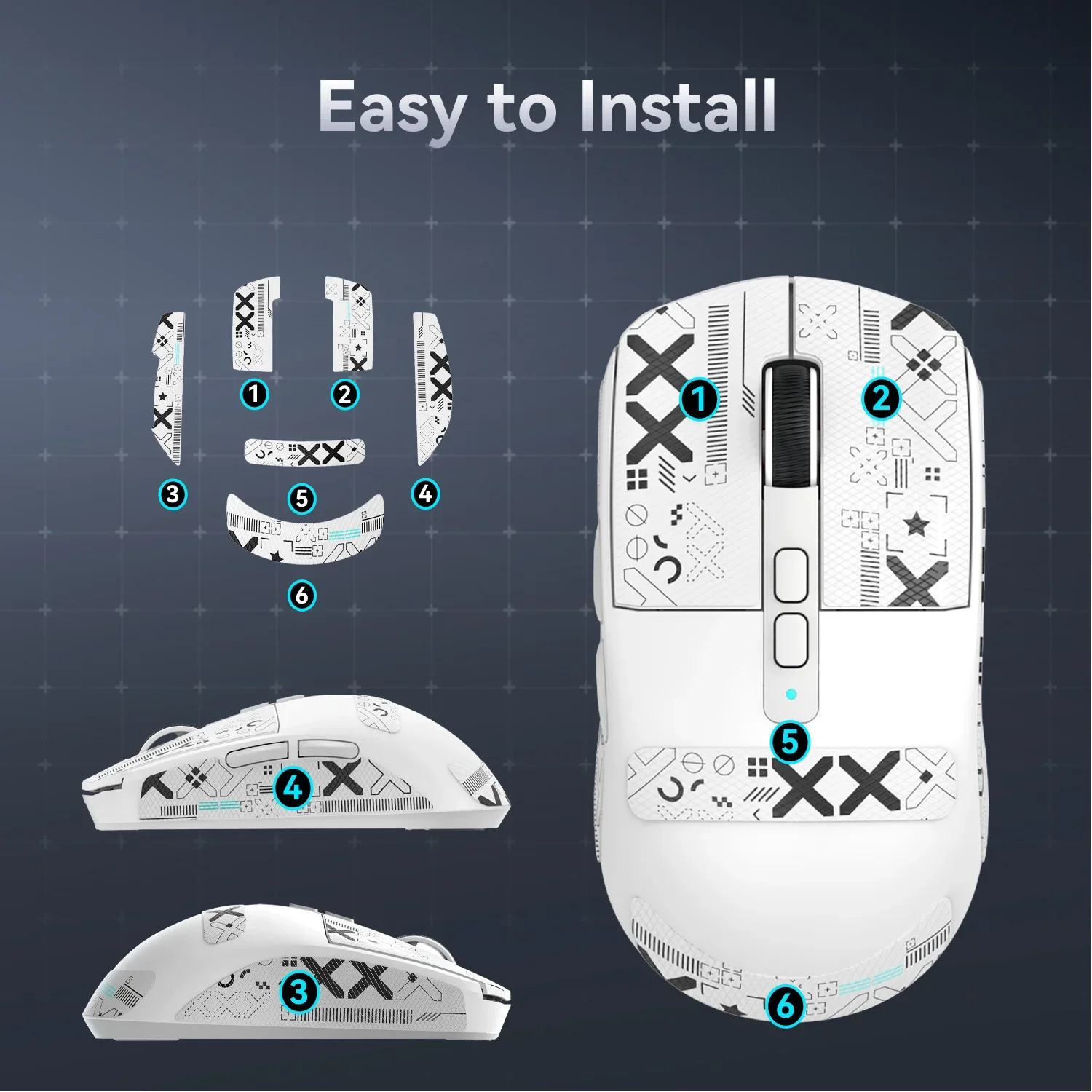 ゲームマウス用滑り止めステッカー Attack Shark X6 マウスパッド 吸汗