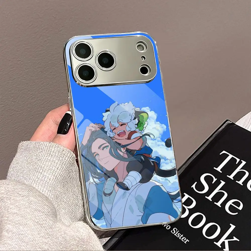 Funda Metálica Electrochapada para Teléfono con Diseño de Luo Xiaohei, Compatible con iPhone 17, 16, 15, 14, 13, 12 Pro Max Plus, Antigolpes