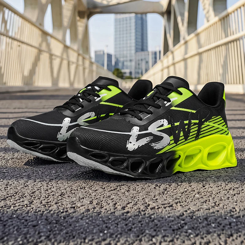 Herren-Laufschuhe, Tennisschuhe, koreanischer Stil, trendige Herren-Sportschuhe mit dicker Sohle und hohlem Design, atmungsaktives Mesh-Material, abriebfest, stoßdämpfend, für den täglichen Gebrauch, lässige Laufschuhe für Herren. – Detail 14