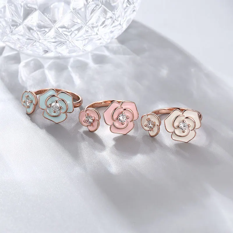 

Light luxury niche design sense rose enamel ring female super fairy temperament Original S925 sterling silver female