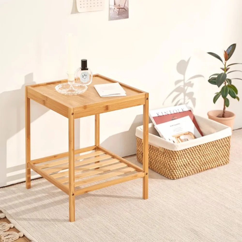 Furniture Side Table Bamboo Square and Rectangular Storage Coffee Table Tea Desk Bedroom Bedside Table Center Table Living Room