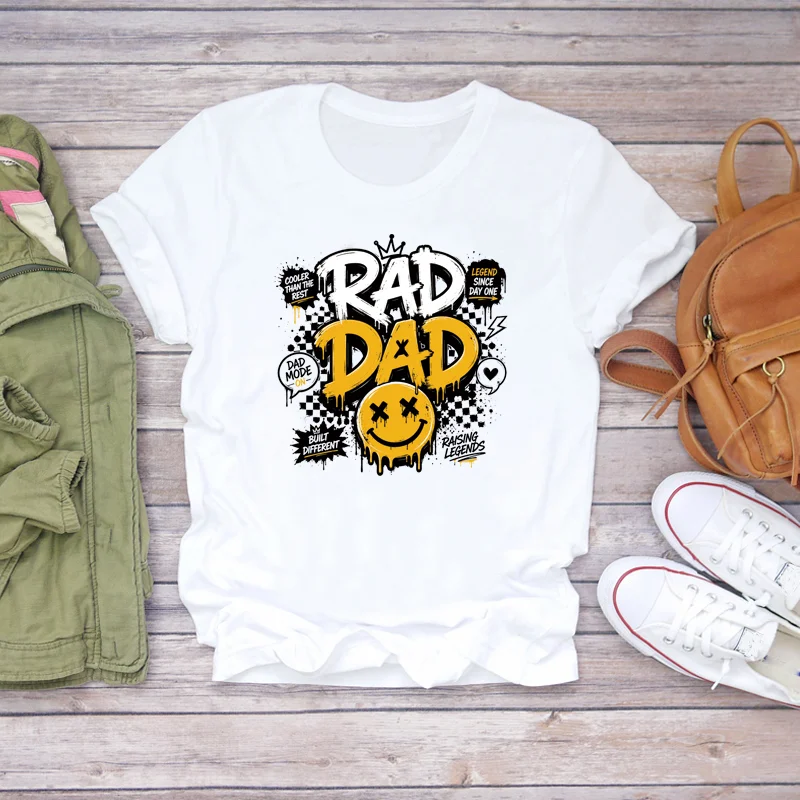 Retro Cool Dad Papa Iron On Patches Father's Day Daddysaurus Raccoon Smile Face Letter Heat Transfer Stickers DIY Appliqué