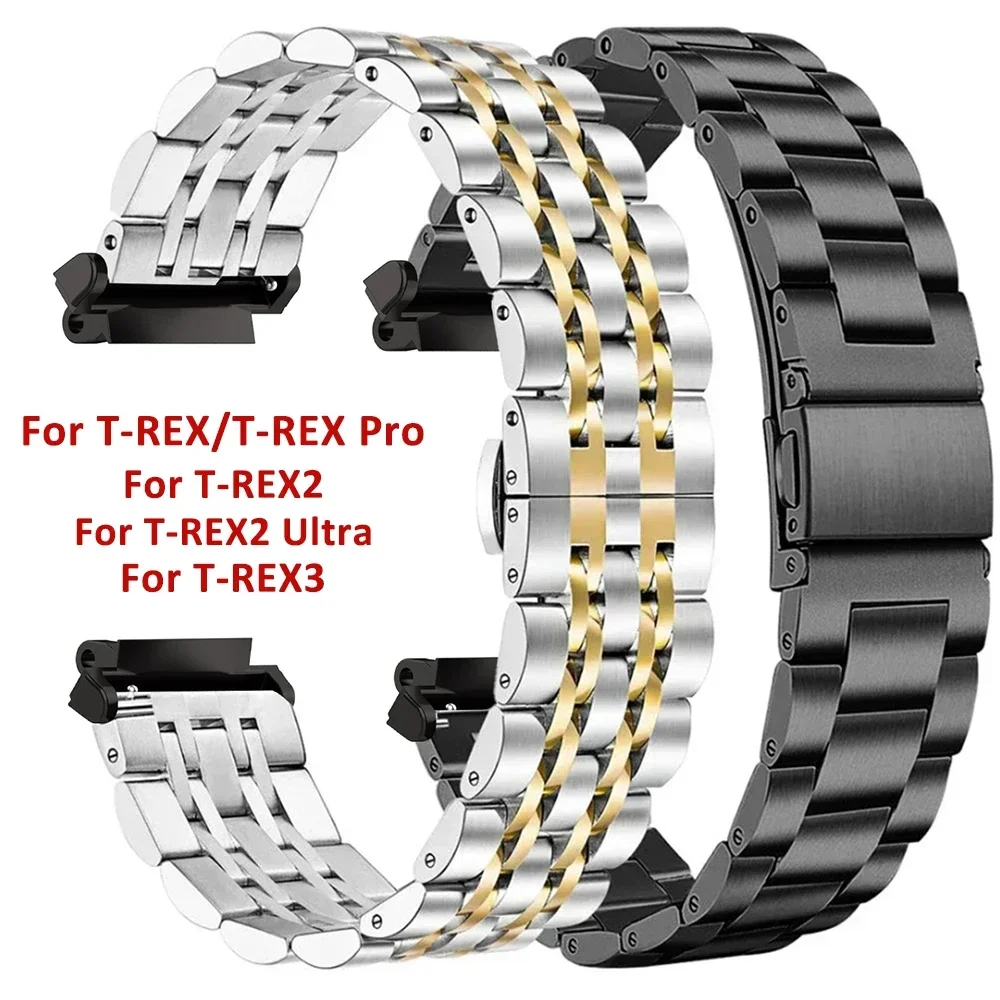 ل Amazfit T REX 3 الفولاذ المقاوم للصدأ حزام الساعات ل Amazfit T Rex Pro/T-Rex سوار معدني Amazfit T-Rex 2 حزام amazfit tex العصابات
